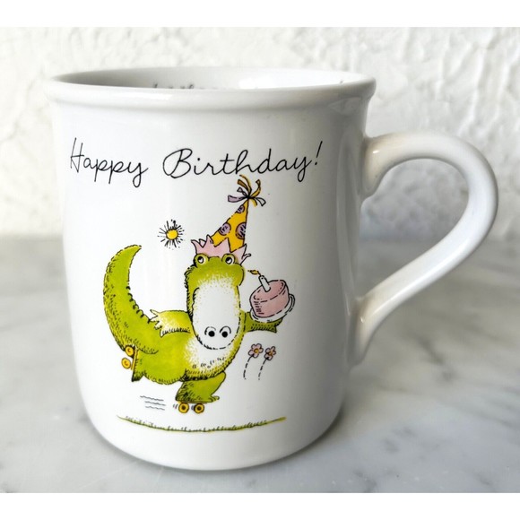 Happy Birthday Roller Skating Dragon Mug - Let the Good Times Roll Hallmark Cup - Picture 2 of 7